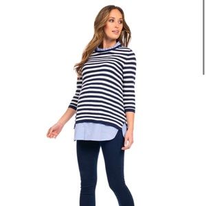 Seraphine Cotton Maternity & Nursing Sweater with Detachable Collar, Size Small